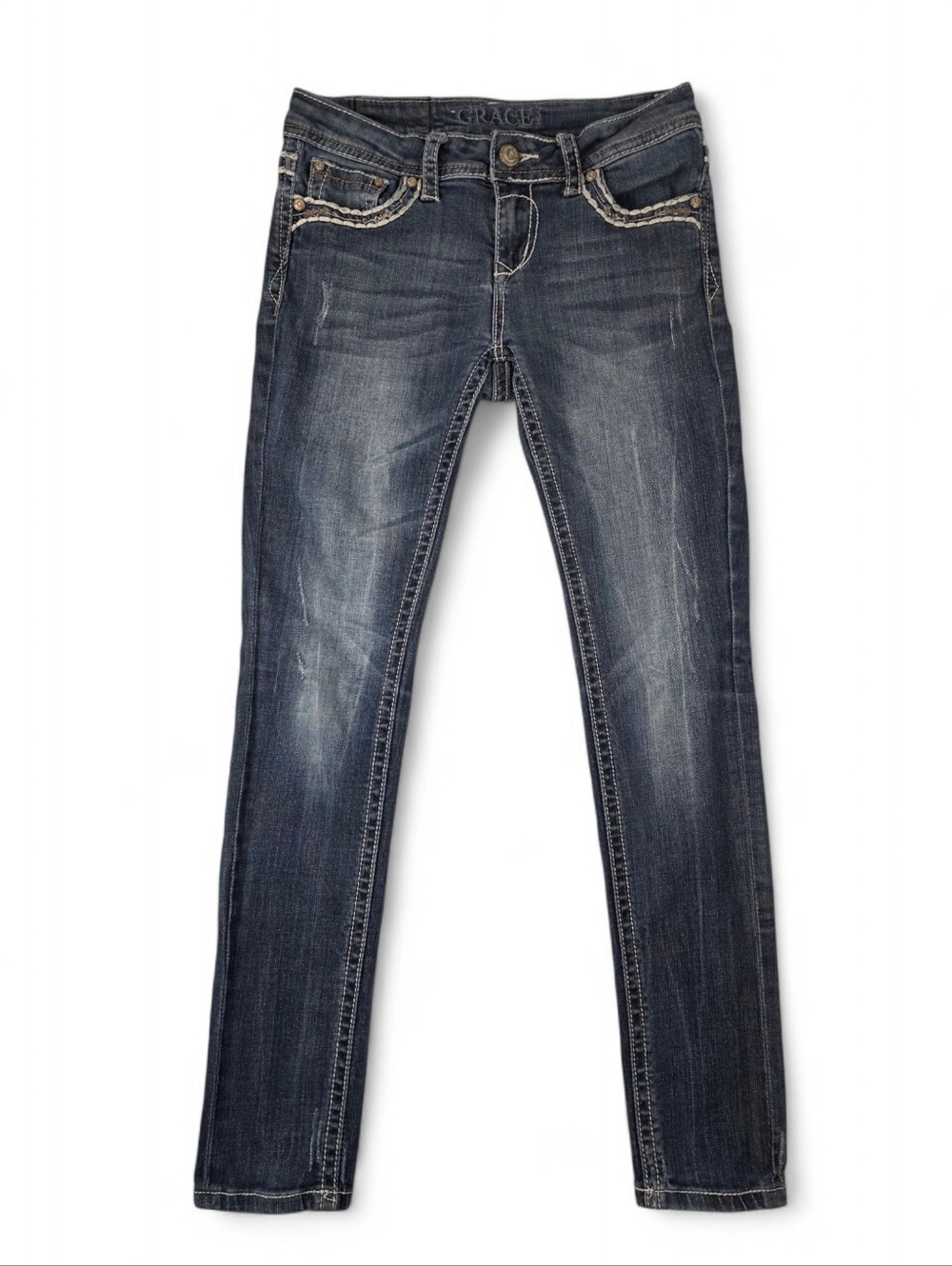 Grace in LA Skinny Jeans Girls Size 16 Embellished Stretch Denim Bling Western